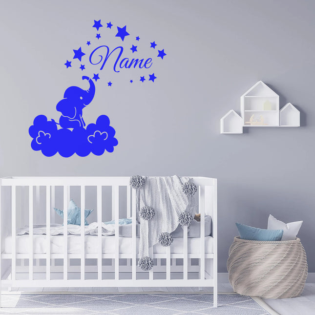 Elephant & Star Name - Personalised Kids Name Wall Decal