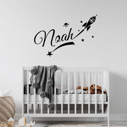 Rocket-Themed Name - Personalised Boy Name Wall Decal