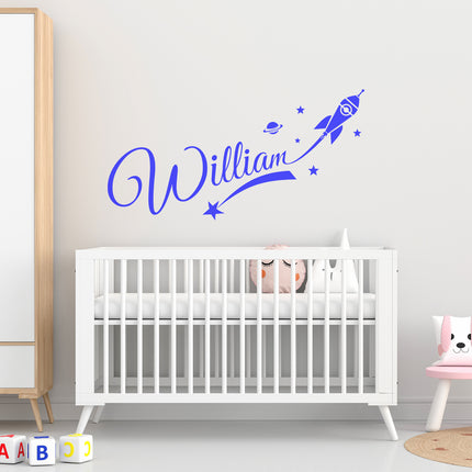 Rocket-Themed Name - Personalised Boy Name Wall Decal