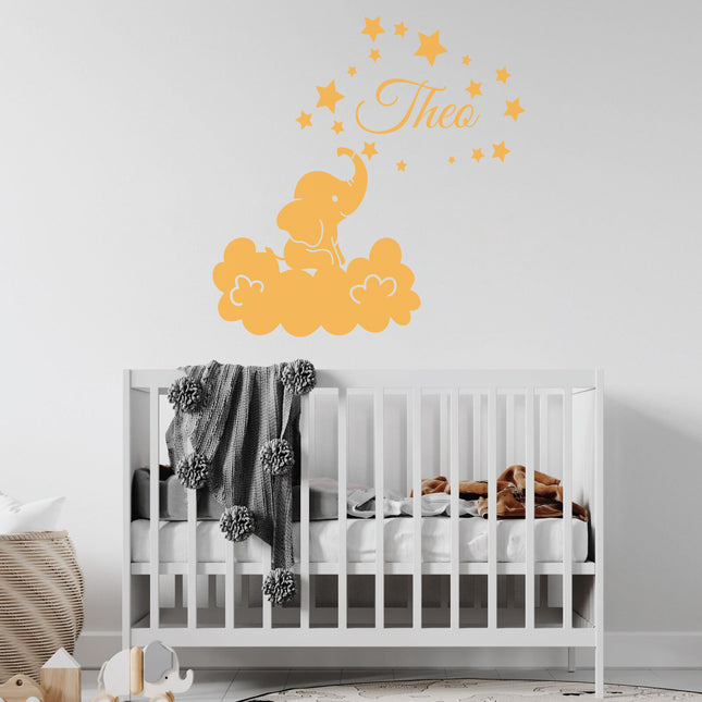 Elephant & Star Name - Personalised Kids Name Wall Decal