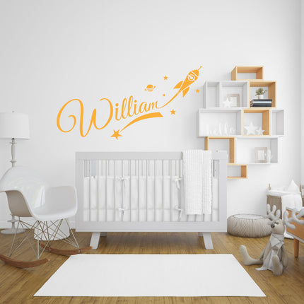 Rocket-Themed Name - Personalised Boy Name Wall Decal