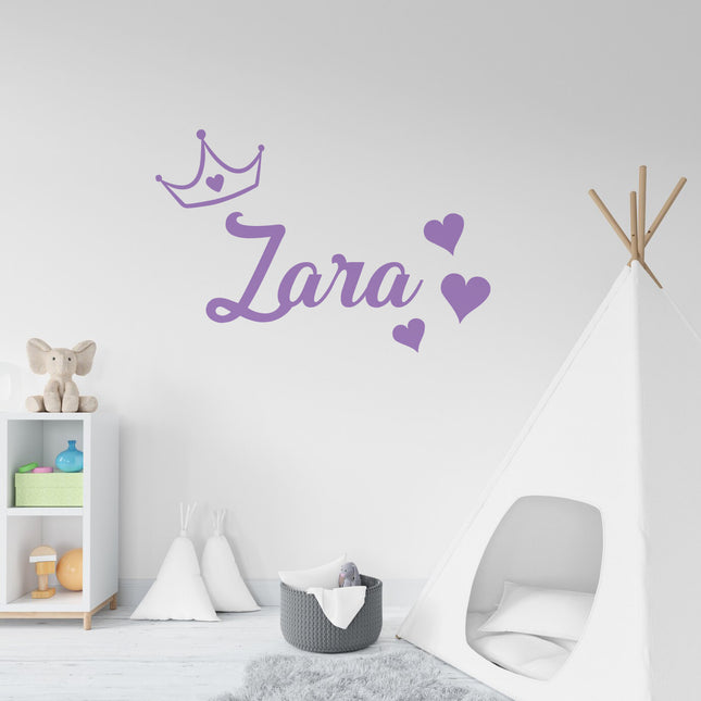 Crown-Heart Name - Personalized Baby Name Decal