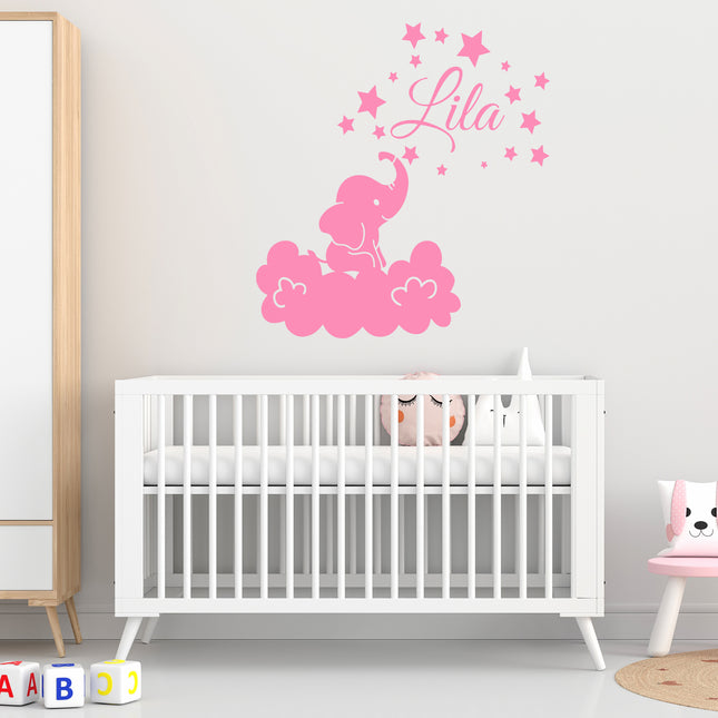 Elephant & Star Name - Personalised Kids Name Wall Decal