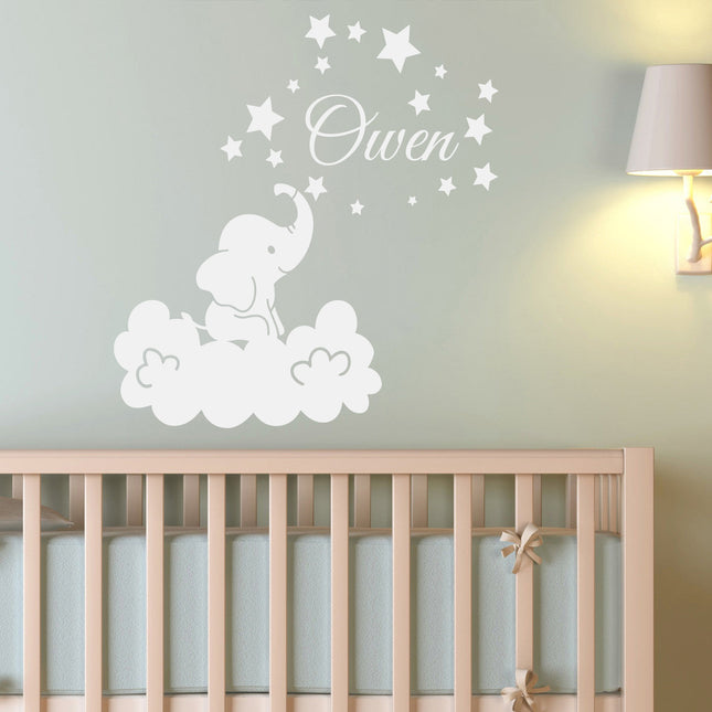 Elephant & Star Name - Personalised Kids Name Wall Decal