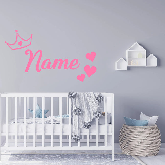 Crown-Heart Name - Personalized Baby Name Decal
