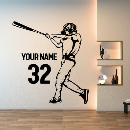 Batter Swing Pose - Personalized Baseball Wall Decal