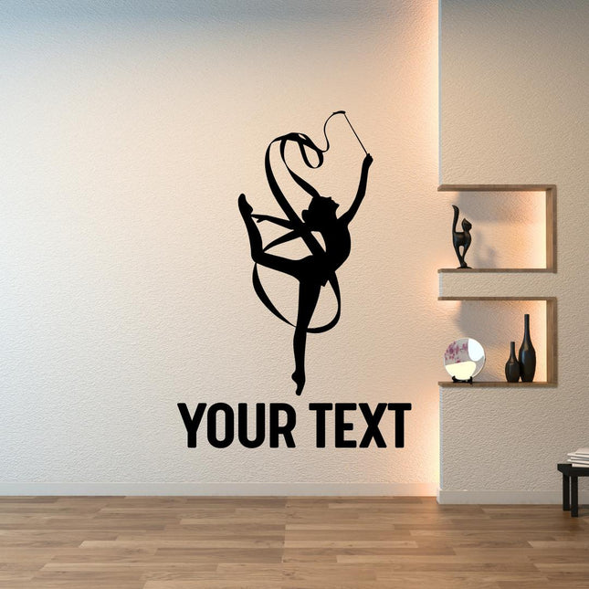Ribbon Gymnast Silhouette Wall Sticker with name