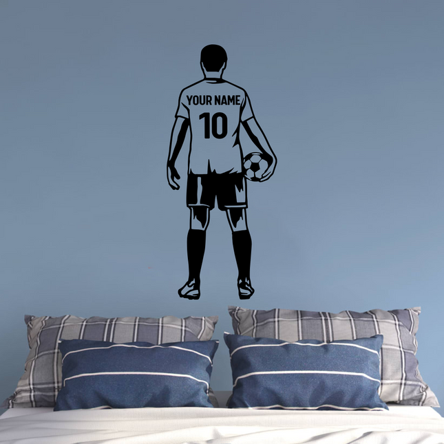 Back View Holding Ball – Personalized Soccer Wall Decal