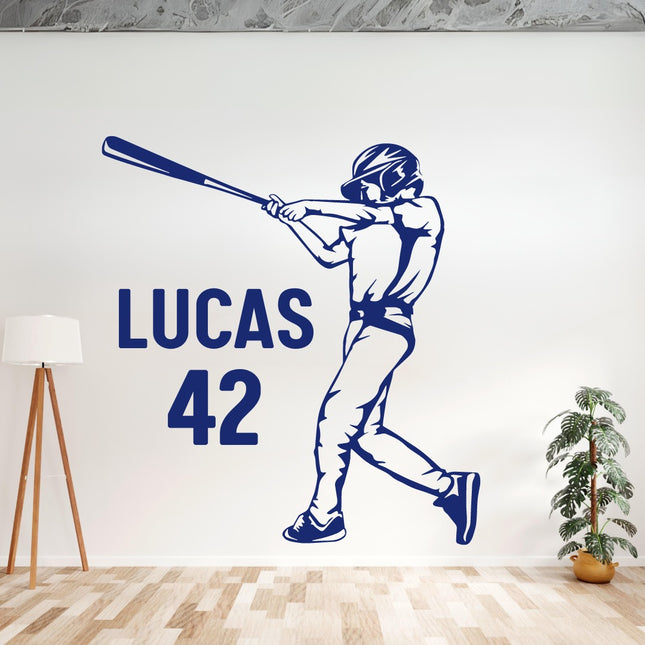 Batter Swing Pose - Personalized Baseball Wall Decal