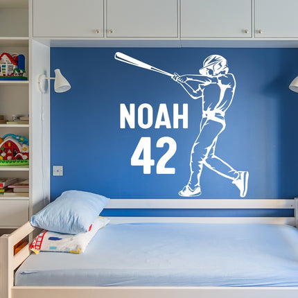 Batter Swing Pose - Personalized Baseball Wall Decal