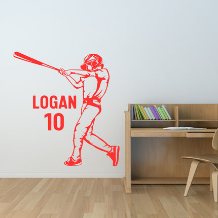 Batter Swing Pose - Personalized Baseball Wall Decal