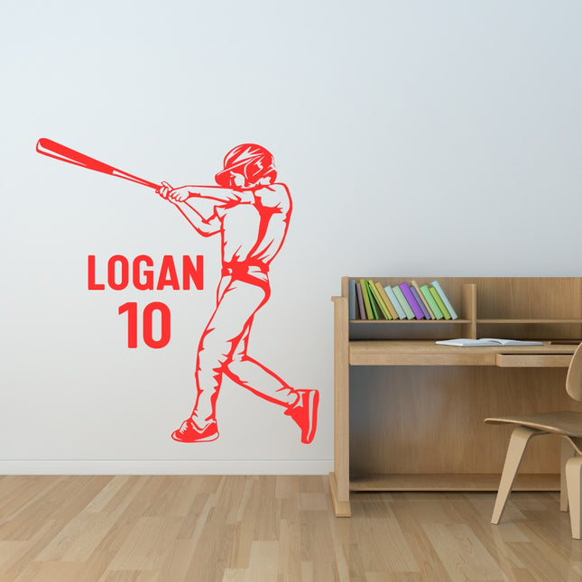 Batter Swing Pose - Personalized Baseball Wall Decal