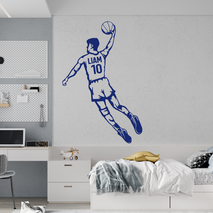 Personalized Basketball Wall Decal – Back View Slam Dunk