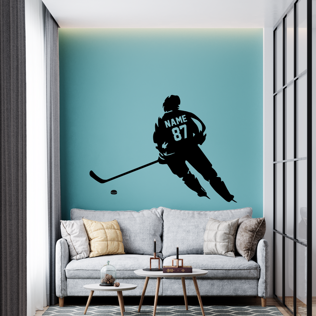 In Action – Personalized Hockey Wall Sticker