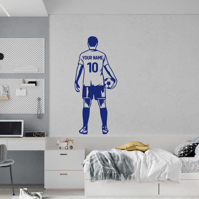 Back View Holding Ball – Personalized Soccer Wall Decal