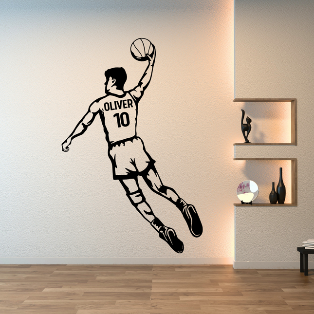 Personalized Basketball Wall Decal – Back View Slam Dunk