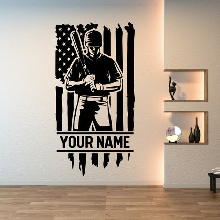 Home of the Brave Pose – Personalized Baseball Wall Decal