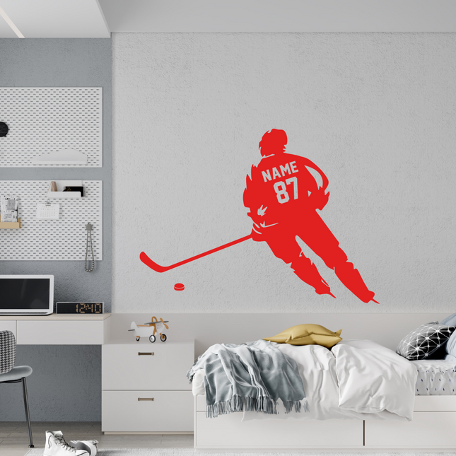 In Action – Personalized Hockey Wall Sticker
