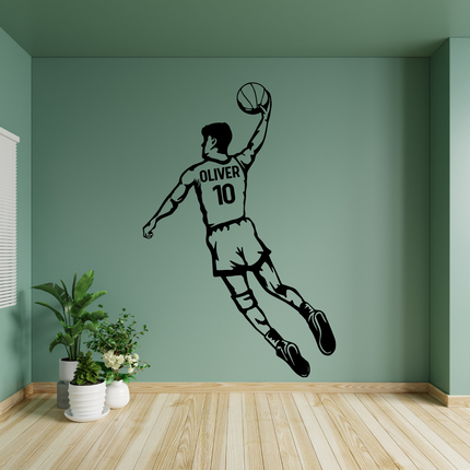Personalized Basketball Wall Decal – Back View Slam Dunk
