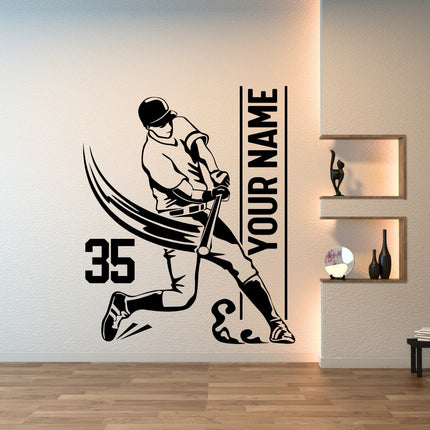 Big Hit Pose – Personalized Baseball Wall Decal