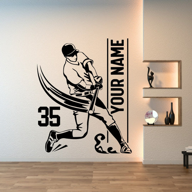 Big Hit Pose – Personalized Baseball Wall Decal