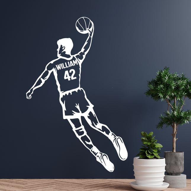 Personalized Basketball Wall Decal – Back View Slam Dunk