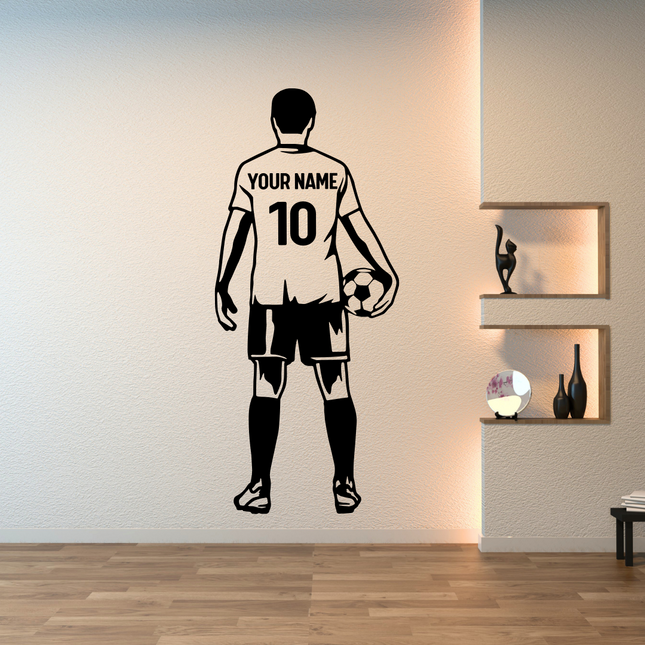Back View Holding Ball – Personalized Soccer Wall Decal