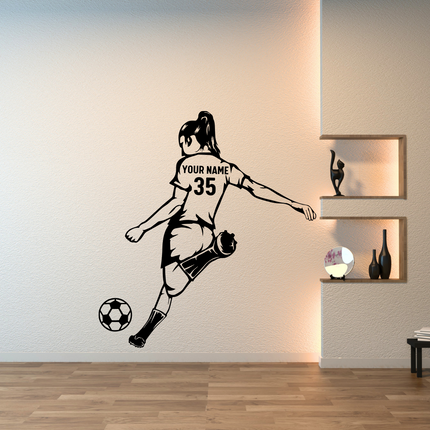 Girl Power Kick Pose – Personalized Soccer Wall Decal