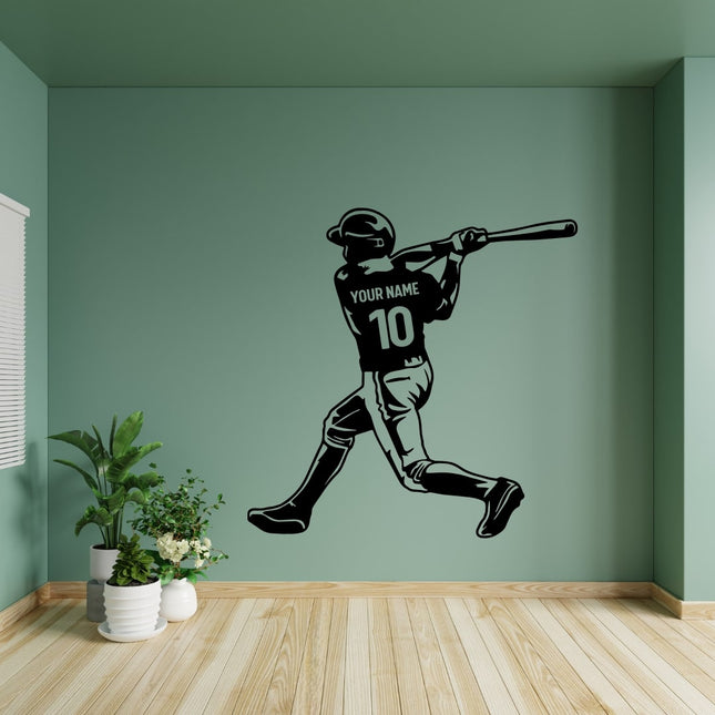 Swing Follow-Through Pose – Personalized Baseball Wall Decal