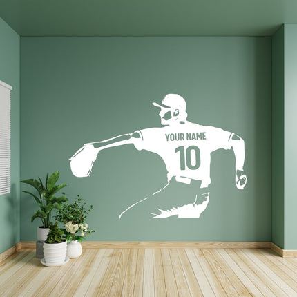 Pitcher Throw Pose – Personalized Baseball Wall Decal