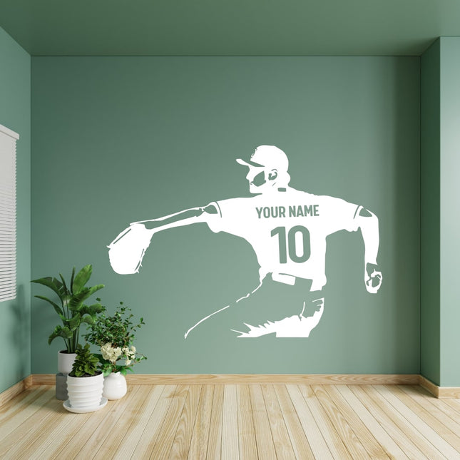 Pitcher Throw Pose – Personalized Baseball Wall Decal