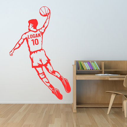 Personalized Basketball Wall Decal – Back View Slam Dunk