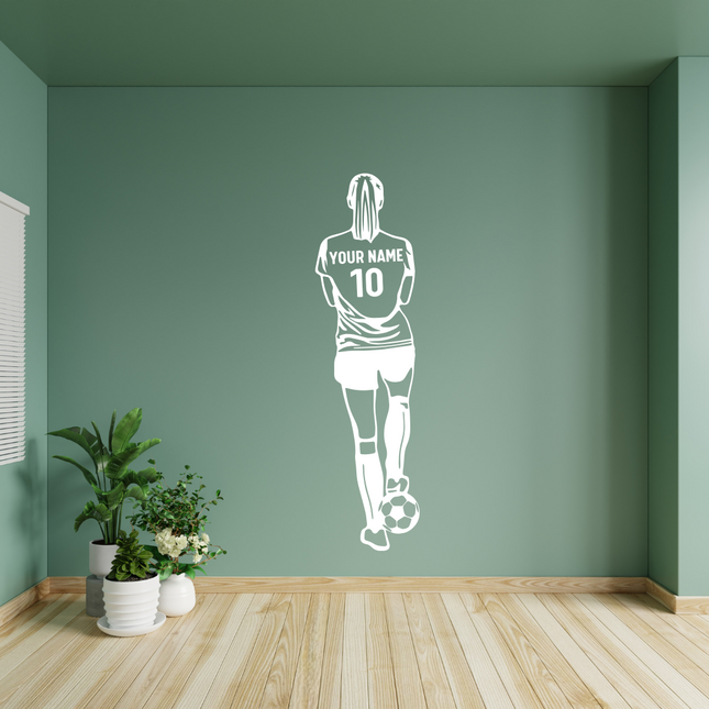 Ready to Play (Girl) – Personalized Soccer Wall Decal for Girls