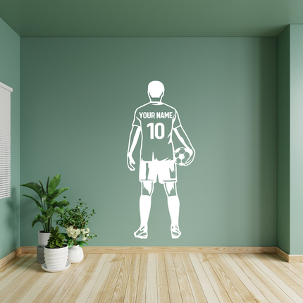 Back View Holding Ball – Personalized Soccer Wall Decal
