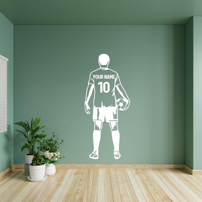 Back View Holding Ball – Personalized Soccer Wall Decal