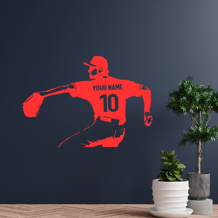 Pitcher Throw Pose – Personalized Baseball Wall Decal