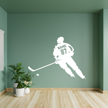 In Action – Personalized Hockey Wall Sticker