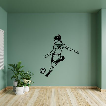 Girl Power Kick Pose – Personalized Soccer Wall Decal