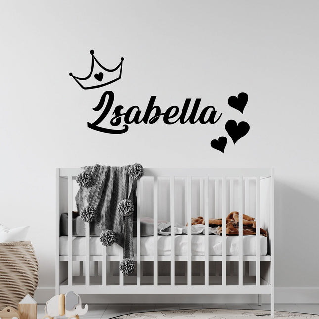 Crown-Heart Name - Personalized Baby Name Decal