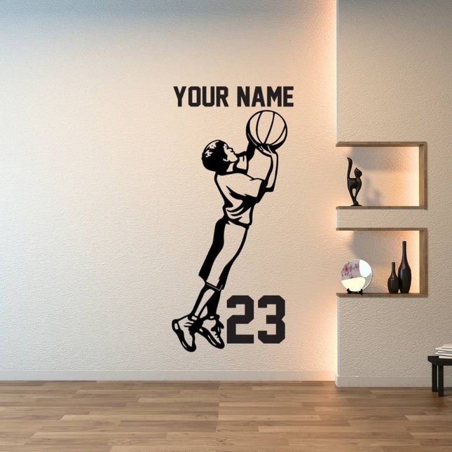 Custom Youth Basketball Wall Decal – Add Name & Number