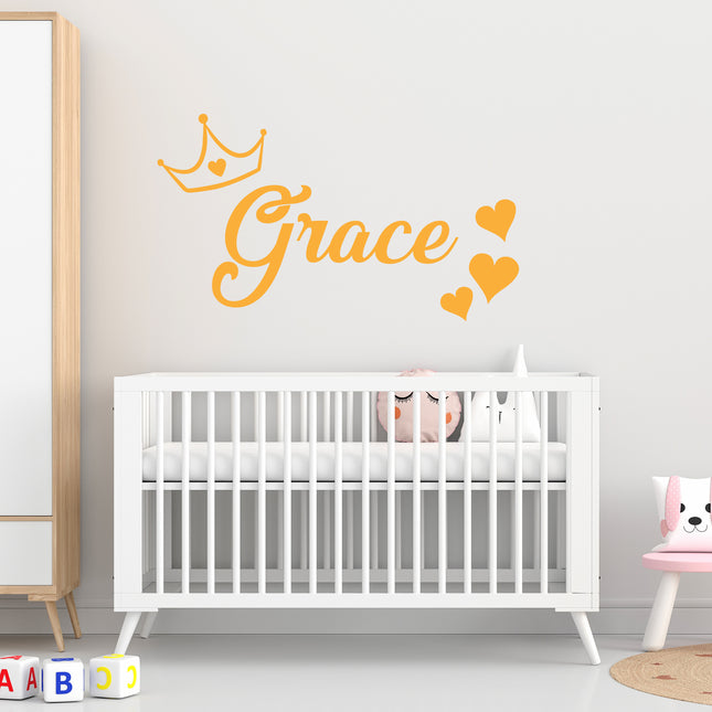 Crown-Heart Name - Personalized Baby Name Decal