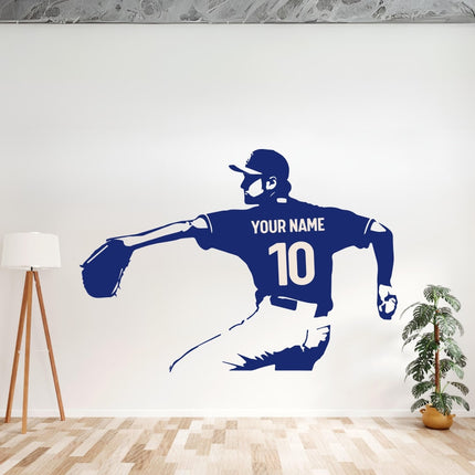 Pitcher Throw Pose – Personalized Baseball Wall Decal