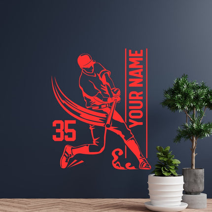 Big Hit Pose – Personalized Baseball Wall Decal