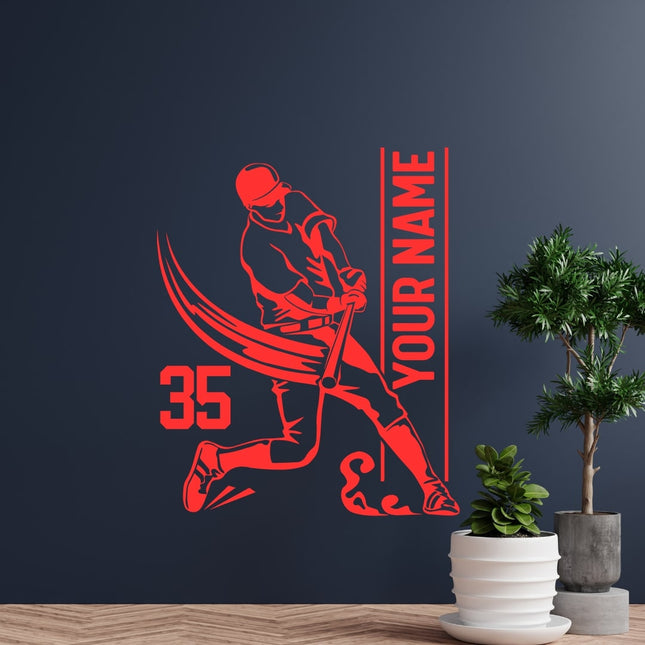 Big Hit Pose – Personalized Baseball Wall Decal
