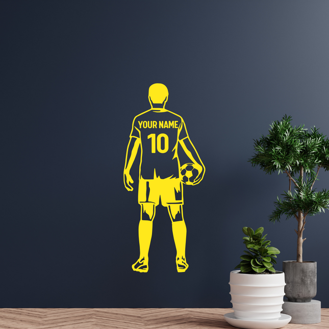 Back View Holding Ball – Personalized Soccer Wall Decal