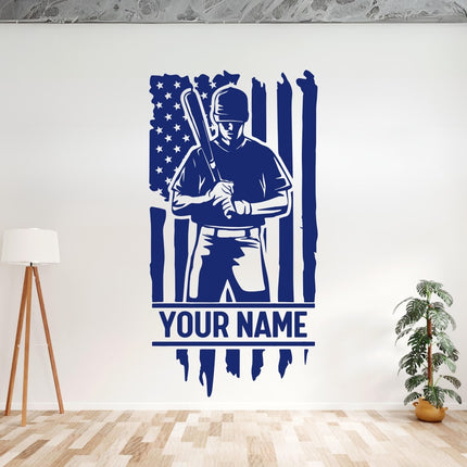 Home of the Brave Pose – Personalized Baseball Wall Decal