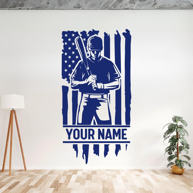 Home of the Brave Pose – Personalized Baseball Wall Decal