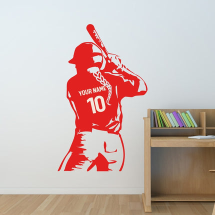 Batter Back View (Girl) – Personalized Baseball Wall Decal