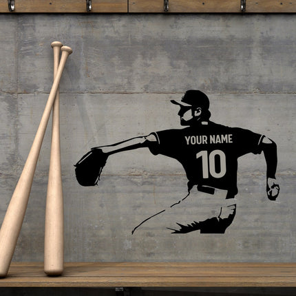 Pitcher Throw Pose – Personalized Baseball Wall Decal