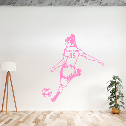 Girl Power Kick Pose – Personalized Soccer Wall Decal
